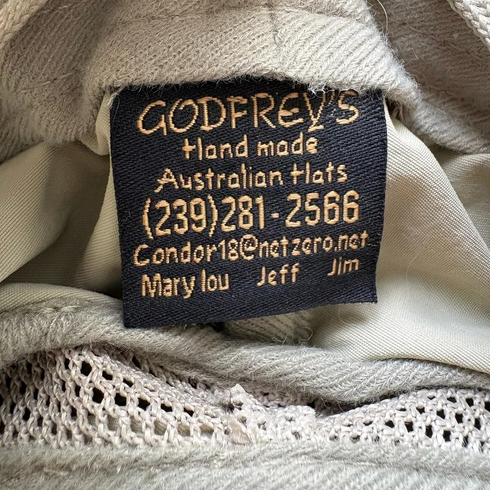 Godfreys Handmade Australian Sun Hat Sage Green Mesh Wide Brim Boonie Hiking Hat